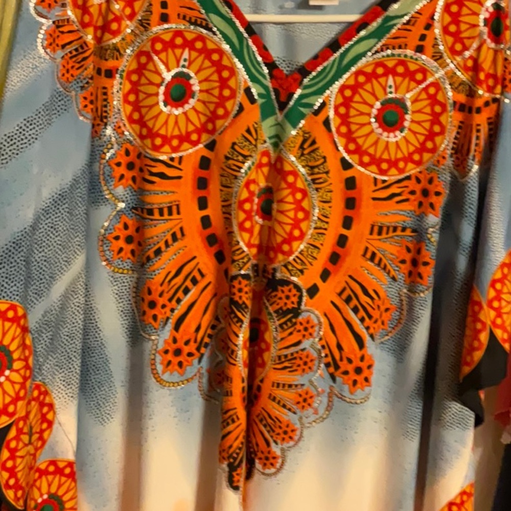 Orange Full Length Polyester Caftan - image 3